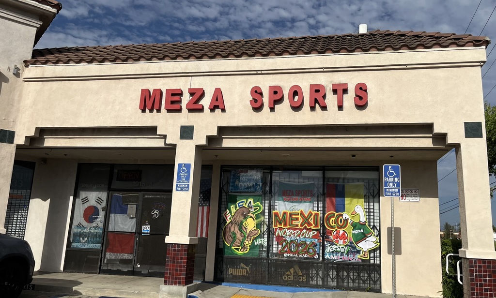 Inside the Meza Sports soccer retail store in Santa Ana